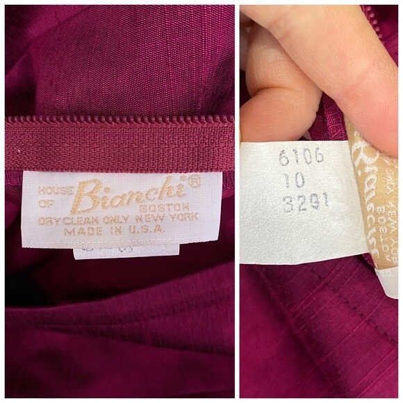 VINTAGE Designer House of Bianchi NY dark pink maxi formal DRESS sz 10 S/M - Picture 4 of 9